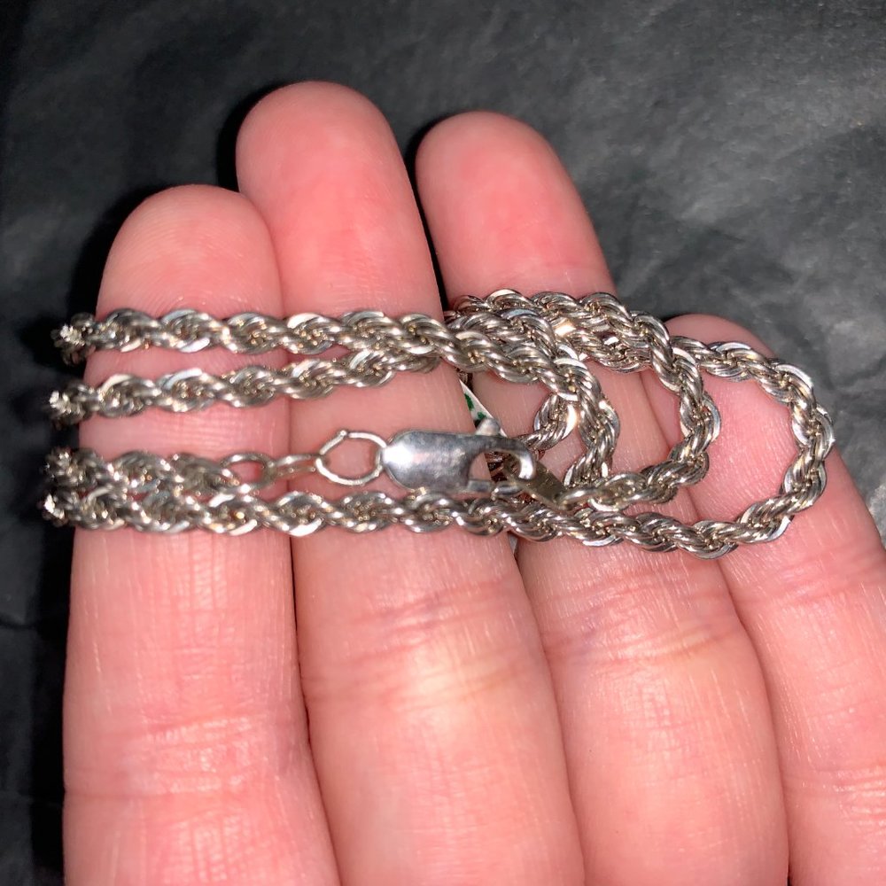 18" 3mm Silver Rope Chain Necklace - Picture 6 of 13